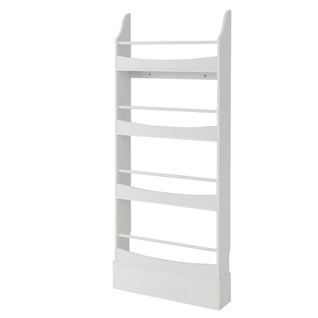 Estantería de 4 niveles con 2 kits antivuelco para libros y revistas