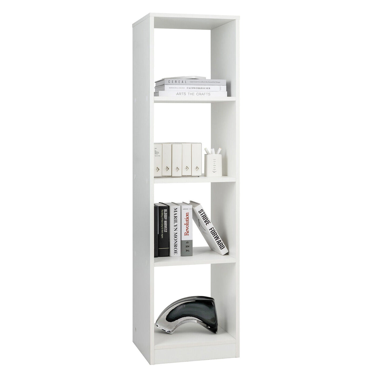 5 Tiers 4-Cube Narrow Bookshelf with 4 Anti-Tipping Kits