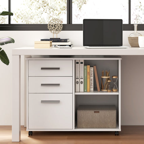 Archivador lateral móvil de 3 cajones con soporte para impresora