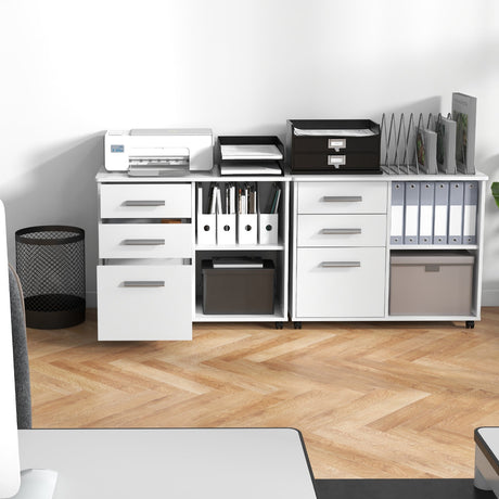 Archivador lateral móvil de 3 cajones con soporte para impresora