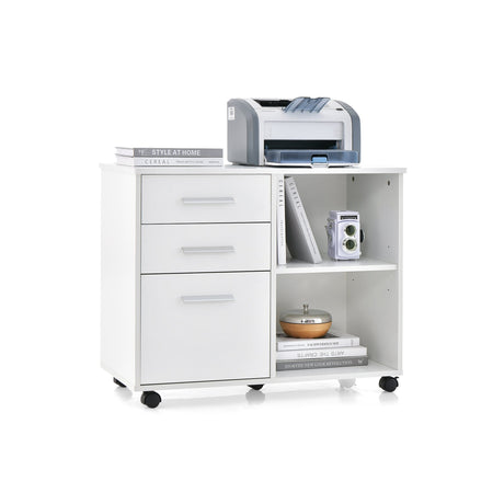 Archivador lateral móvil de 3 cajones con soporte para impresora