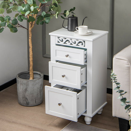 Mueble de almacenamiento de baño independiente de 3 cajones con dispositivo antivuelco - Blanco