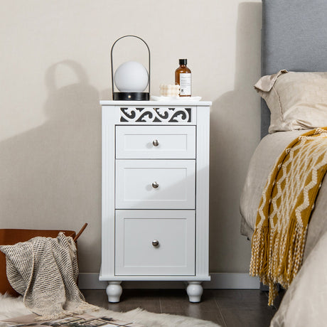 Mueble de almacenamiento de baño independiente de 3 cajones con dispositivo antivuelco - Blanco