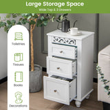 3-Drawer Freestanding Bathroom Storage Cabinet with Anti-toppling Device-White