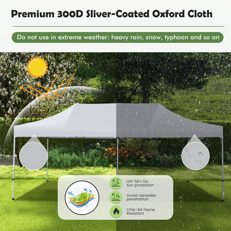 Carpa plegable emergente para patio exterior de 10 x 20 pies - Blanca