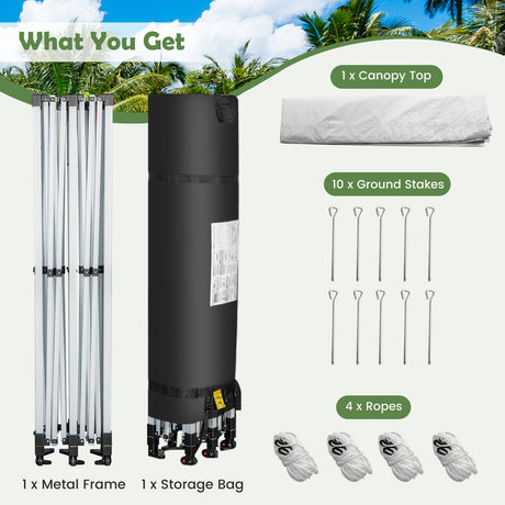Carpa plegable emergente para patio exterior de 10 x 20 pies - Blanca