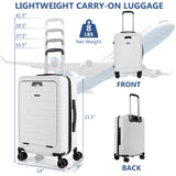 20 Inch Carry-on Luggage PC Hardside Suitcase TSA Lock with Front Pocket and USB Port