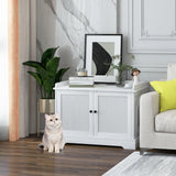 Casa de madera para gatos con rascador y divisor ajustable - Blanca