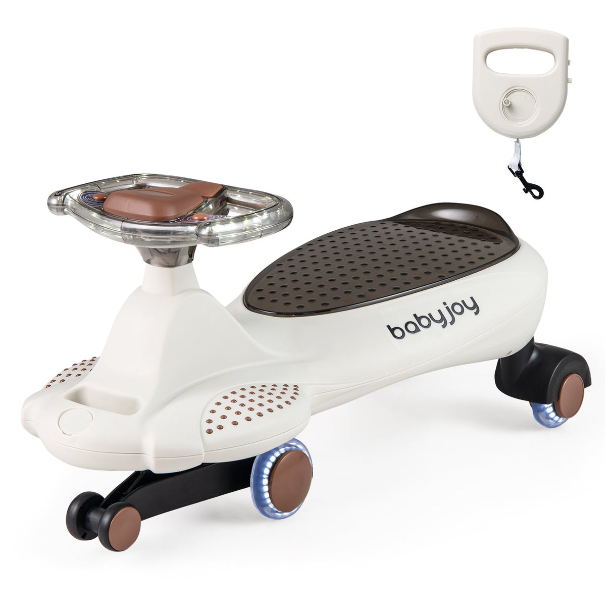 Coche Wiggle con cuerda de arrastre, juguete para montar con almacenamiento bajo el asiento