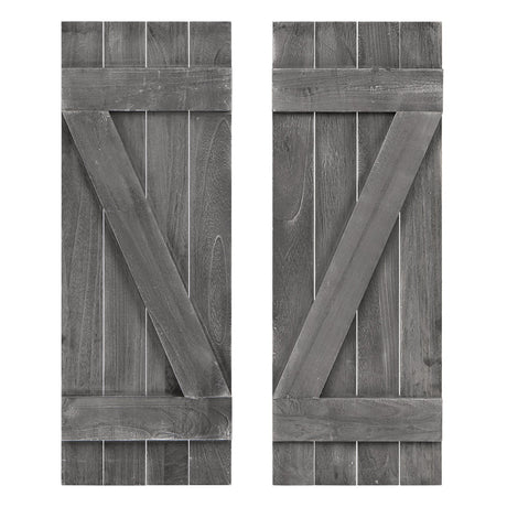 Contraventanas de madera de paulownia estilo rústico de 36 x 13 pulgadas, juego de 2 para ventanas