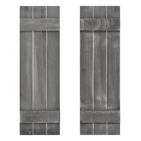 Juego de 2 contraventanas de madera de paulownia estilo rústico de 36 x 11 pulgadas para ventanas