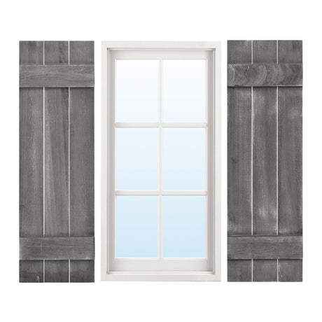Juego de 2 contraventanas de madera de paulownia estilo rústico de 36 x 11 pulgadas para ventanas