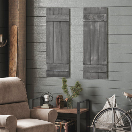 Juego de 2 contraventanas de madera de paulownia estilo rústico de 36 x 11 pulgadas para ventanas
