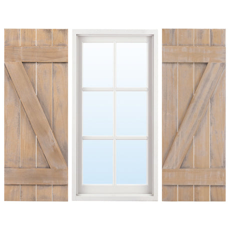 Contraventanas de madera de paulownia estilo rústico de 36 x 13 pulgadas, juego de 2 para ventanas