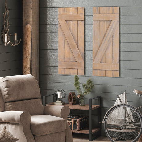 Contraventanas de madera de paulownia estilo rústico de 36 x 13 pulgadas, juego de 2 para ventanas