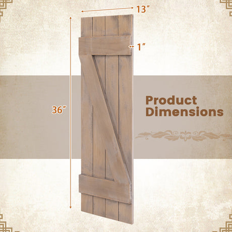 Contraventanas de madera de paulownia estilo rústico de 36 x 13 pulgadas, juego de 2 para ventanas