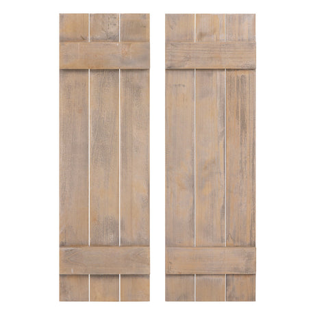Juego de 2 contraventanas de madera de paulownia estilo rústico de 36 x 11 pulgadas para ventanas