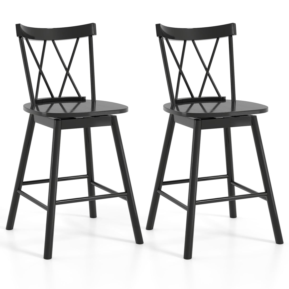 Juego de 2 taburetes de bar Windsor con respaldo ergonómico y reposapiés