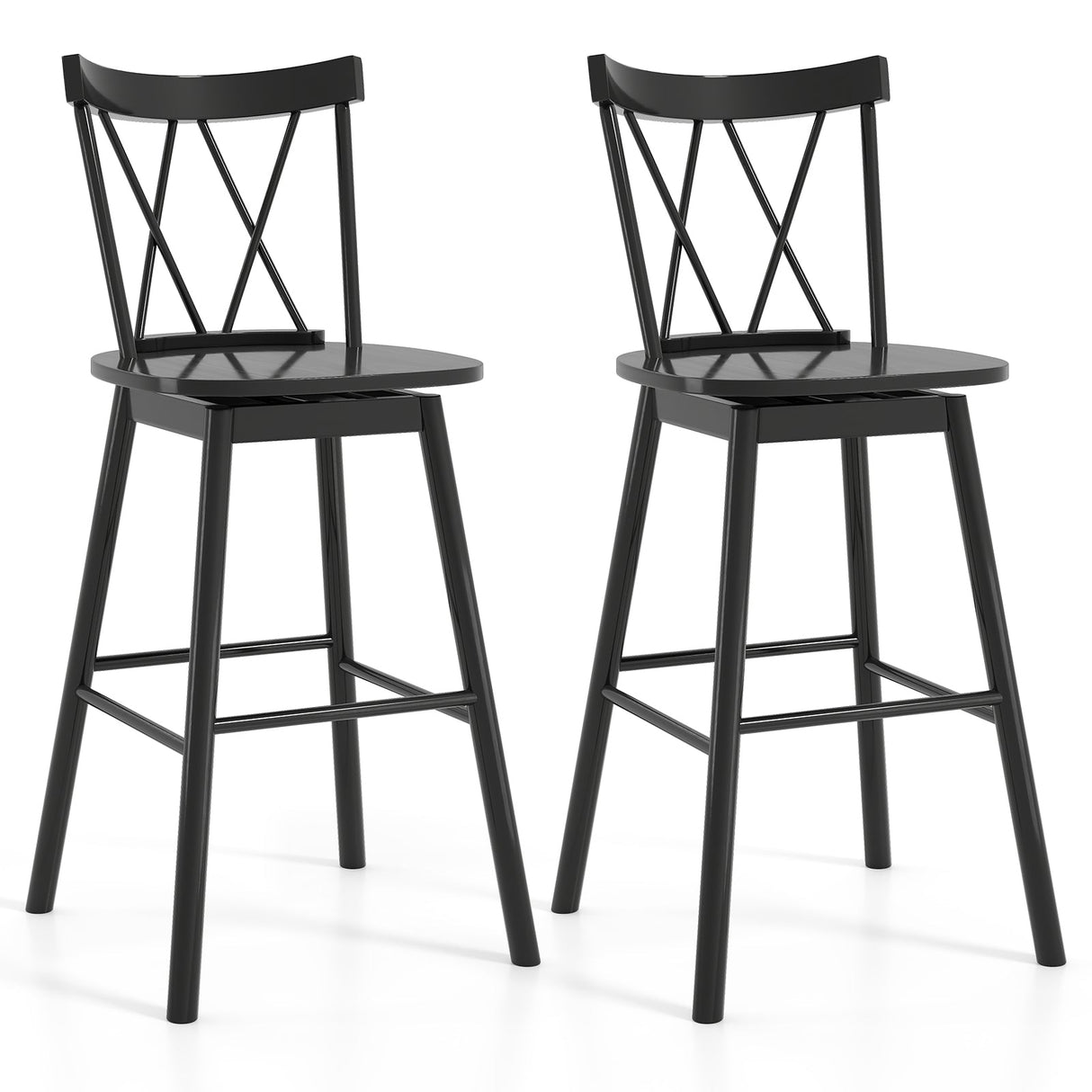 Juego de 2 taburetes de bar Windsor con respaldo ergonómico y reposapiés
