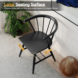 Windsor Dining Chair Set of 2 Mid-Century Modern Black Kitchen Chairs-Black