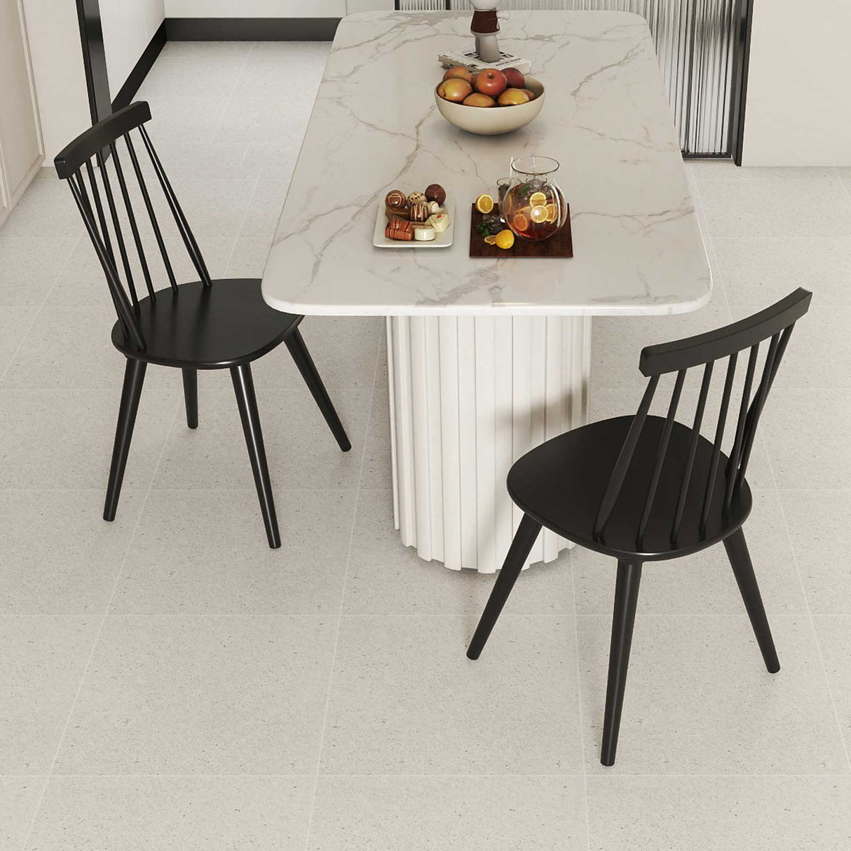 Juego de 2 sillas de comedor Windsor con estructura de madera maciza de caucho - Negro
