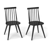 Juego de 2 sillas de comedor Windsor con estructura de madera maciza de caucho - Negro