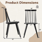 Juego de 2 sillas de comedor Windsor con estructura de madera maciza de caucho - Negro