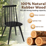 Juego de 2 sillas de comedor Windsor con estructura de madera maciza de caucho - Negro