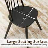 Juego de 2 sillas de comedor Windsor con estructura de madera maciza de caucho - Negro