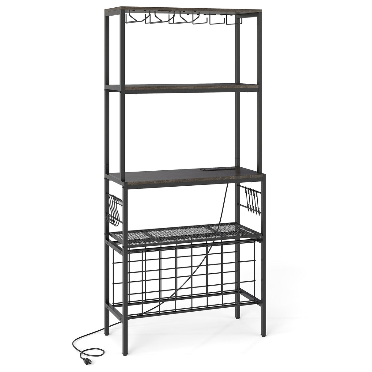 Wine Organizer with Power Outlet and Bottle Holders