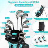 Set completo de palos y bolsa de golf para mujer - Bolsa de golf con soporte - Verde