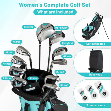 Set completo de palos y bolsa de golf para mujer - Bolsa de golf con soporte - Verde
