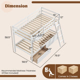 Litera doble sobre doble de madera con 2 cajones de almacenamiento y escalera