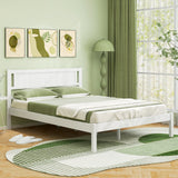 Armazón de cama de madera tamaño Twin/Full/Queen con cabecera y soporte de listones de madera