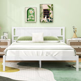 Armazón de cama de madera tamaño Twin/Full/Queen con cabecera y soporte de listones de madera
