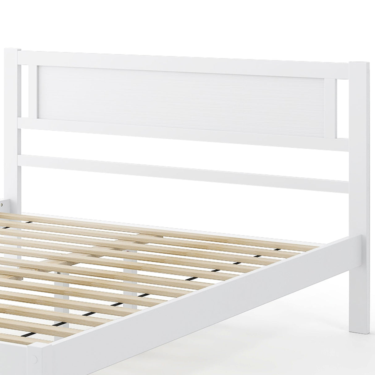 Armazón de cama de madera tamaño Twin/Full/Queen con cabecera y soporte de listones de madera