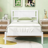 Armazón de cama de madera tamaño Twin/Full/Queen con cabecera y soporte de listones de madera