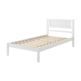 Armazón de cama de madera tamaño Twin/Full/Queen con cabecera y soporte de listones de madera