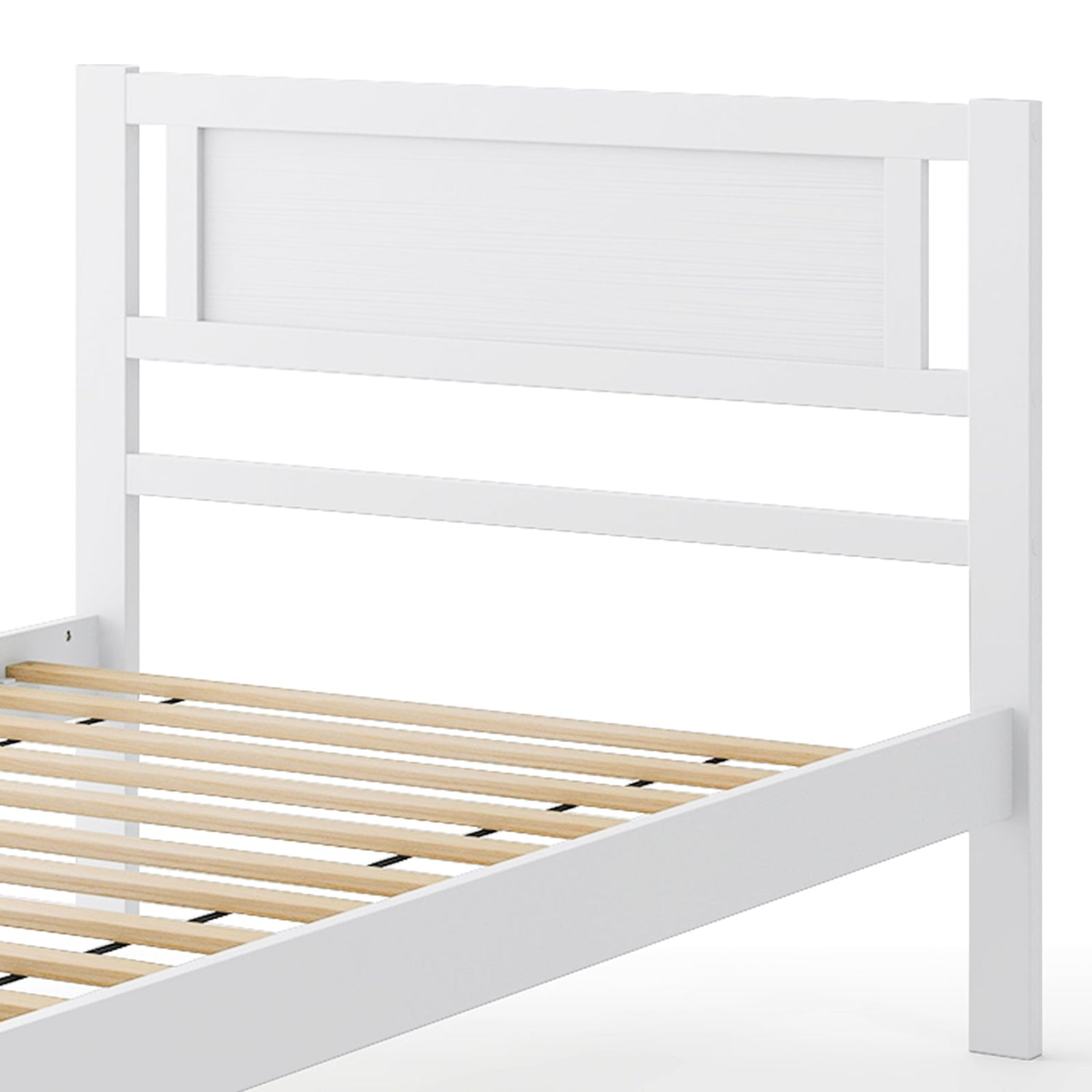 Armazón de cama de madera tamaño Twin/Full/Queen con cabecera y soporte de listones de madera
