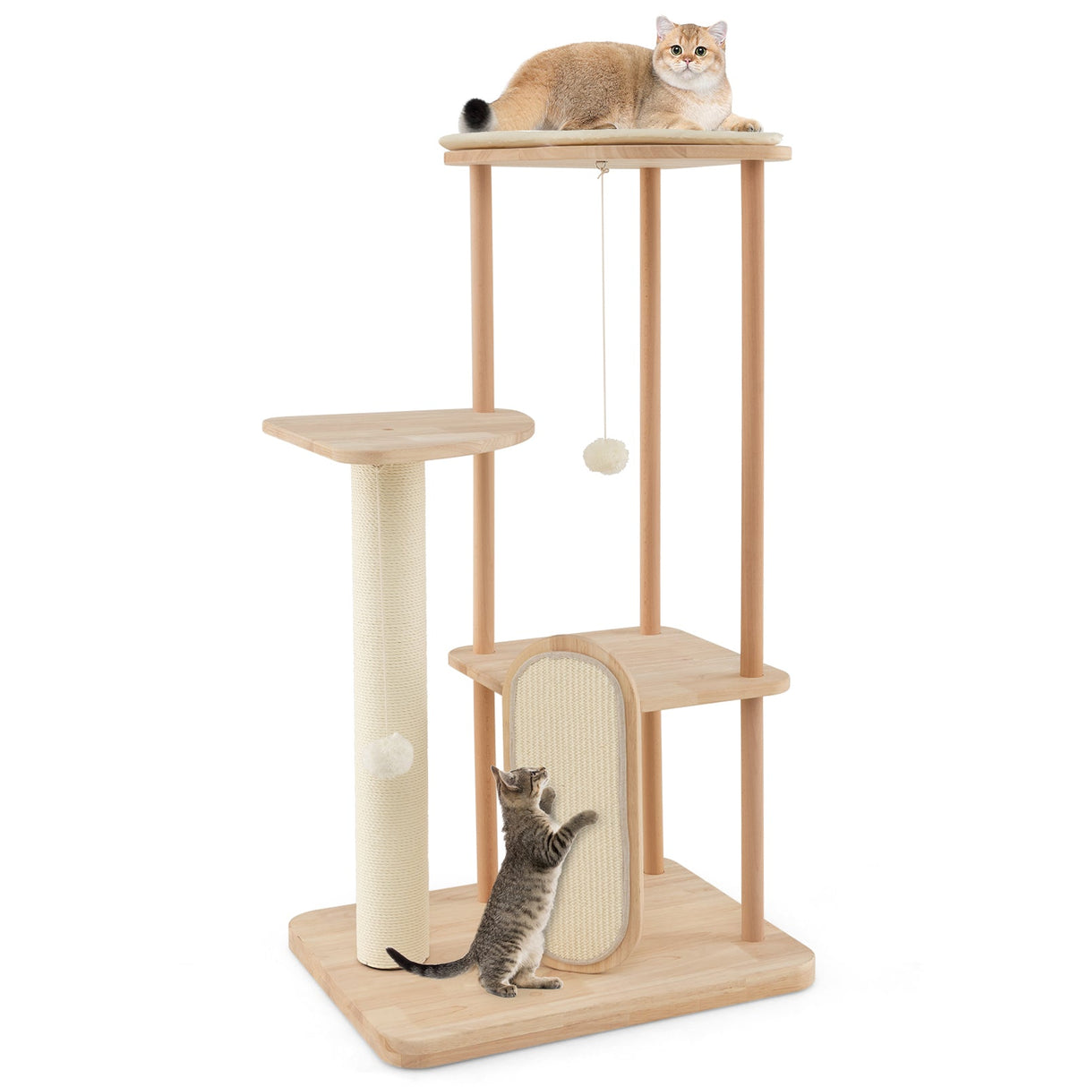 Rascador y Poste Rascador de Madera Multinivel Moderno para Gatos