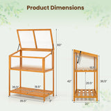 Invernadero de Madera con Techo Transparente Abatible y Estante de Almacenamiento de Listones - Naranja
