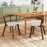 Juego de 2 sillas de comedor de madera con asiento acolchado y respaldo curvo - Nogal