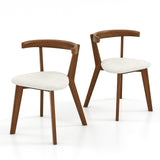 Juego de 2 sillas de comedor de madera con asiento acolchado y respaldo curvo - Nogal