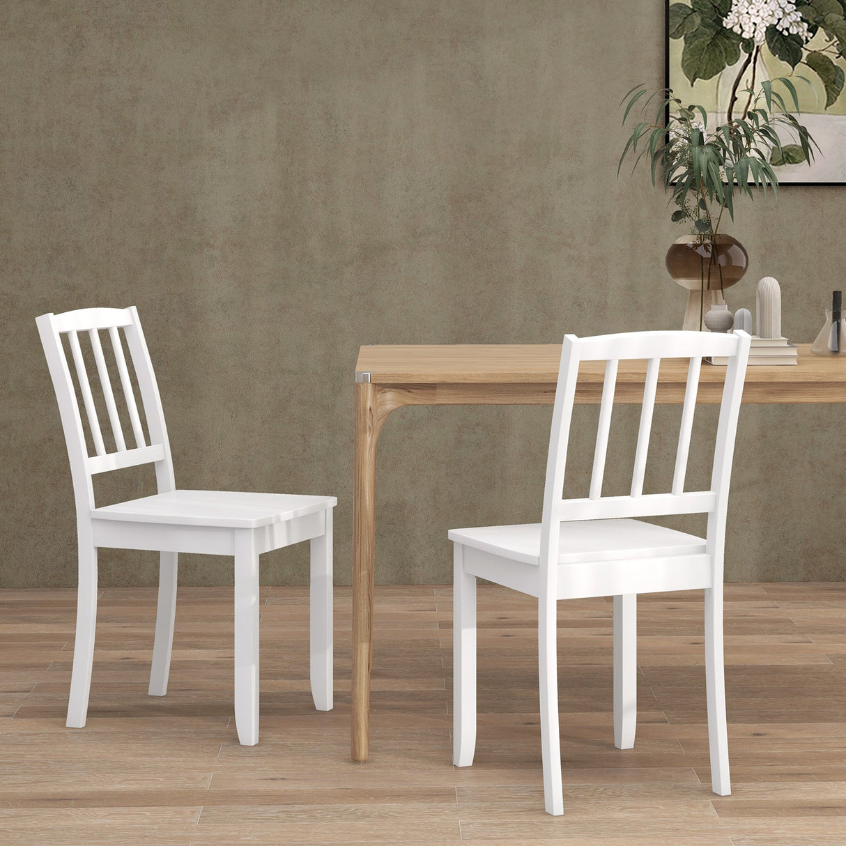 Juego de 2 sillas de comedor de madera con patas de madera de caucho