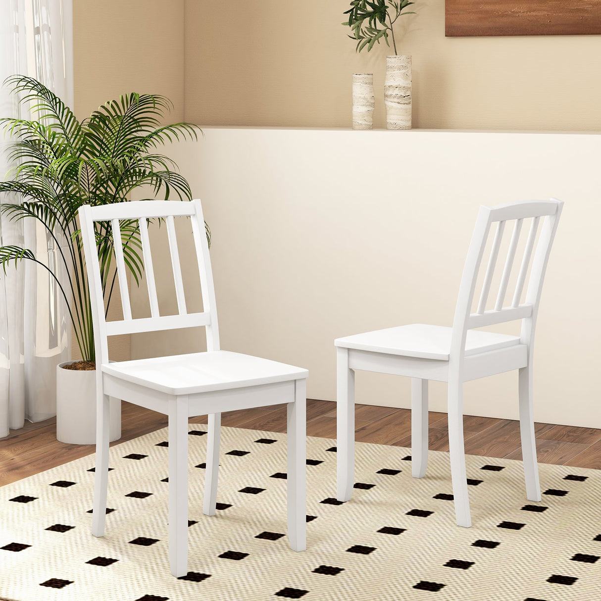 Juego de 2 sillas de comedor de madera con patas de madera de caucho