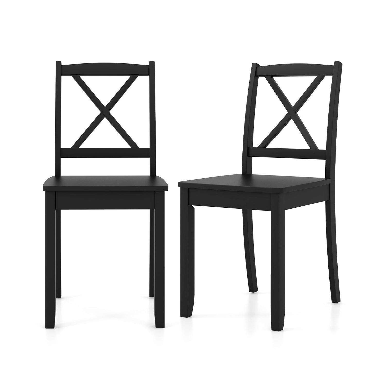 Juego de 2 sillas de comedor de madera con patas de madera de caucho y respaldo curvado