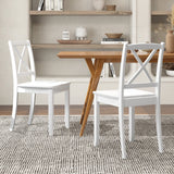 Juego de 2 sillas de comedor de madera con patas de madera de caucho y respaldo curvado