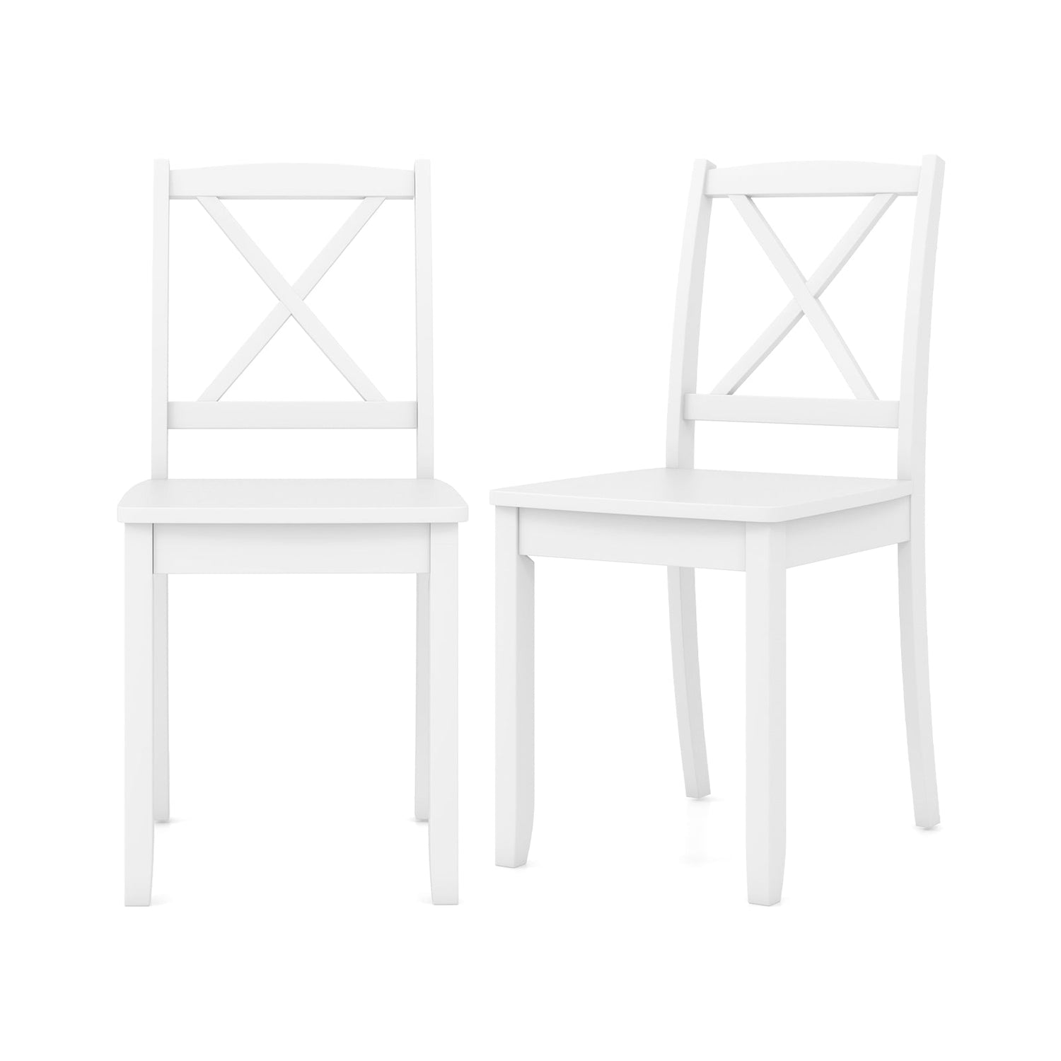 Juego de 2 sillas de comedor de madera con patas de madera de caucho y respaldo curvado