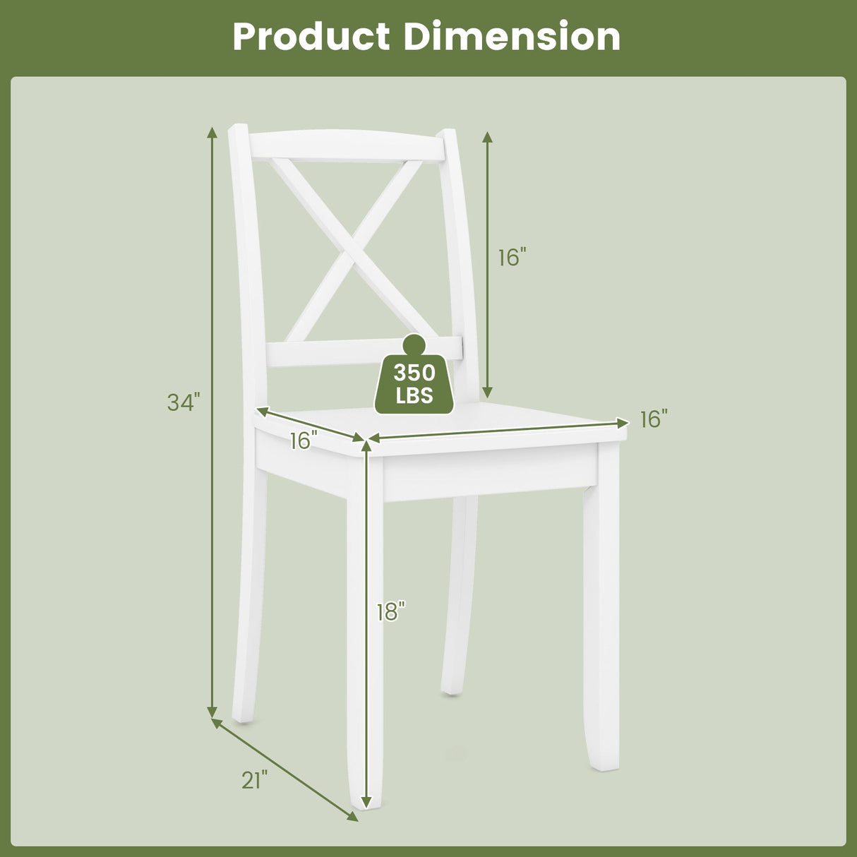 Juego de 2 sillas de comedor de madera con patas de madera de caucho y respaldo curvado