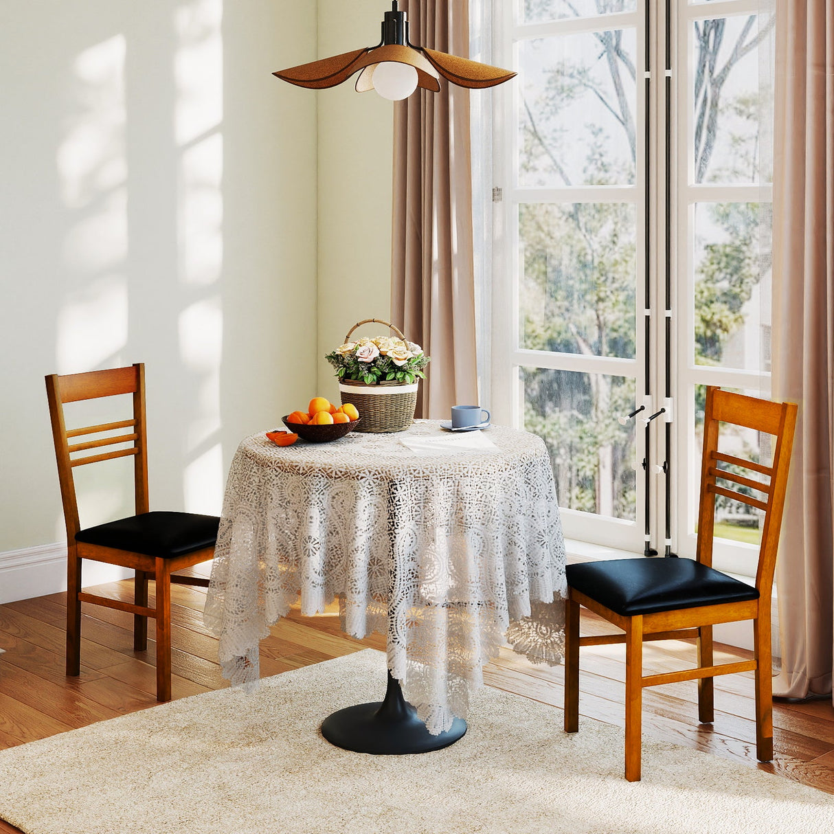 Sillas de comedor de madera, juego de 2, con estructura de madera de caucho